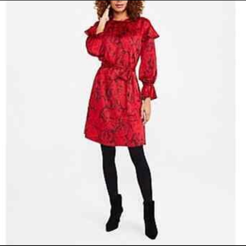 Ann Taylor Python Print Tie waist flare dress -SP